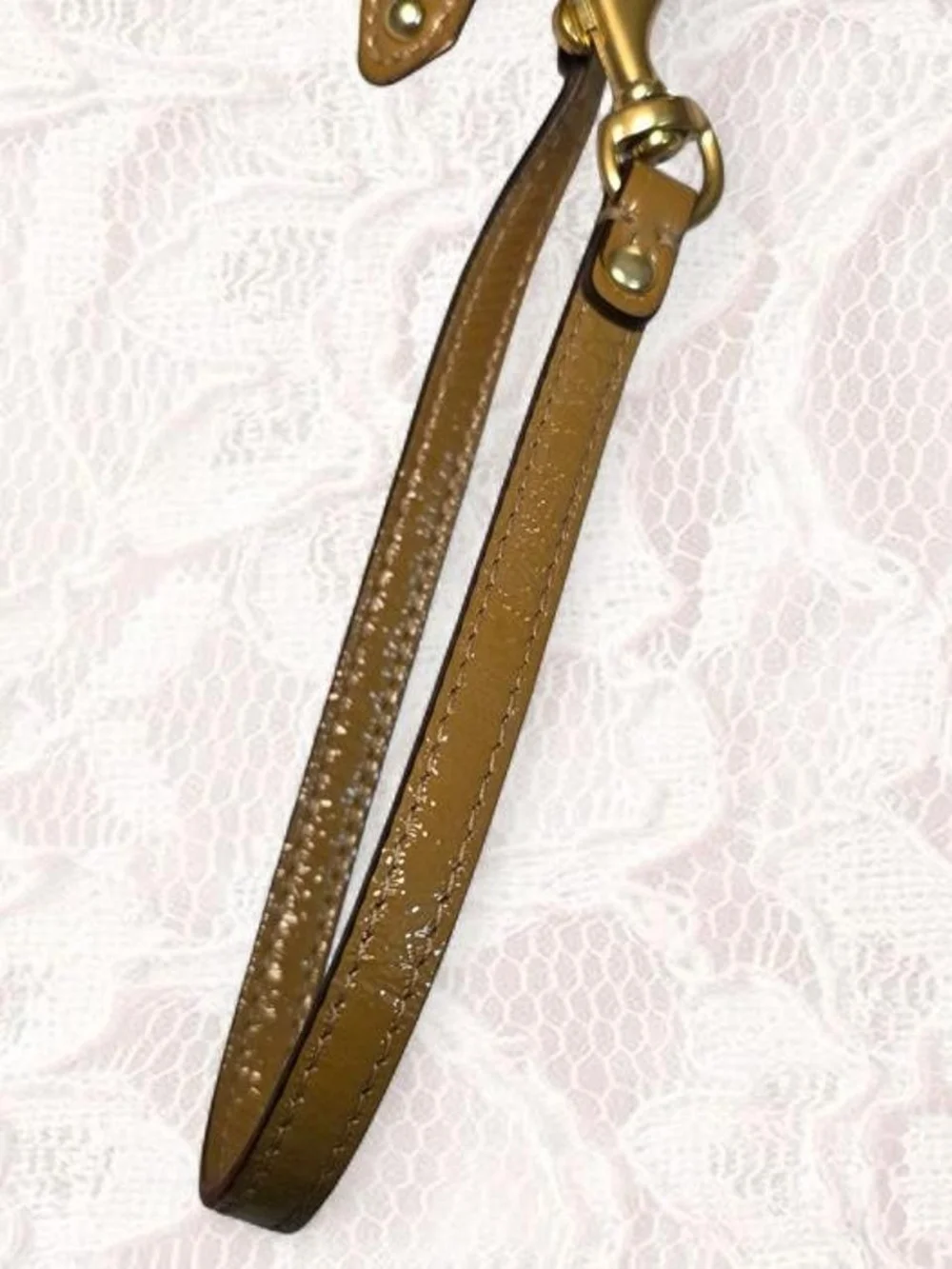 Coach Beige Y2K Signature Wristlet with Tan Leather Trim